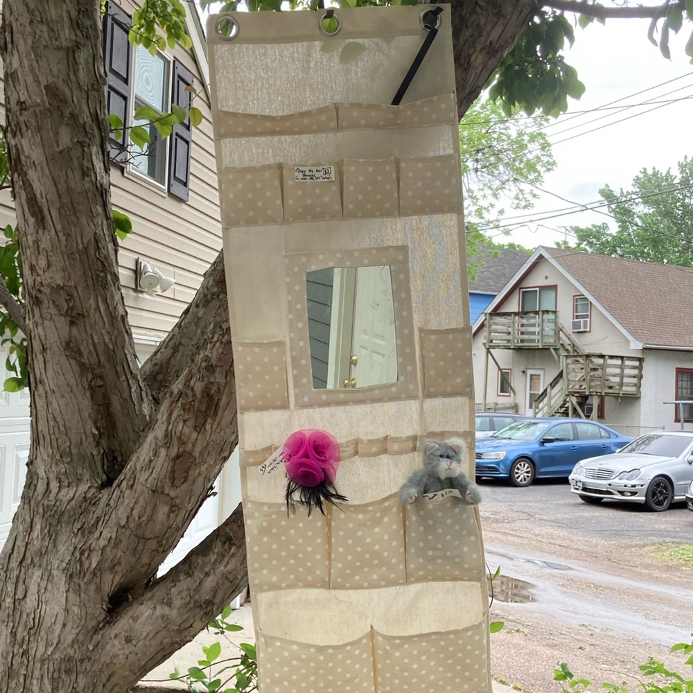 Over the Door Polka Dot Hanging Organizer with Mirror